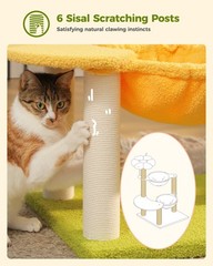 PAWZ Road Cat Tree Tower Scratching Post with 2 Condo Hammock and Flower Perch
