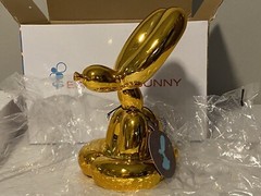 Balloon Bunny Rabbit Figure – Gold 6” Animal Sculpture Resin Art Statue – New