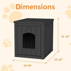 Cat Litter Box Enclosure, Waterproof Side Table Furniture, Black​