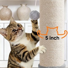 32 Inch Tall Cat Scratching Post Large Sisal Dangling Ball Light Grey