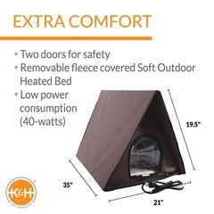 A-Frame Heated Outdoor Cat House for Outside Pets in Winter, Large Shelter fo…