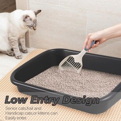 3 Pcs Low Entry Senior Cat Litter Box with Scoop, Extra Large Pet Litter Box …