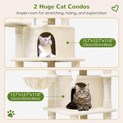C66 Corner Cat Tree for Large Cats, 66Inch Tall Curved Series Large Cat Tower fo