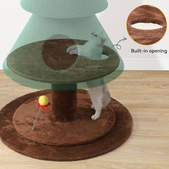 Cozy Christmas Cat Tree Tower with 2 Houses & Plaything for Indoor Cats