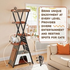 72.3 Wood Cat Tower with Removable Washable Cushions