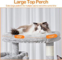 Cat Tree, 71-Inch-Tall Tower for Indoor Cats with 2 Perches, 2 Big Condos, 2 Ham