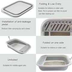 Collapsible Kitten Litter Box, 17.7 x 13.4 x 5 inch Open Cat Potty Pan with S…
