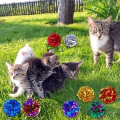 Jexine 104 Pcs Cat Crinkle Ball Bulk Toys 1.69” Multiple Colors