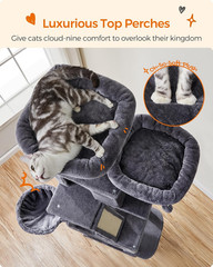 Cat Tree, 81.1-Inch Large Cat Tower, Multi-Level Plush Condo with 13 Scratching