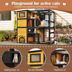 Large Cat Catio Enclosure Outdoor Cat House Weatherproof Attached Window