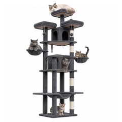 80-Inch Cat Scratch Tower for Large Cats, Multi-Level Heavy Duty Cat Tree