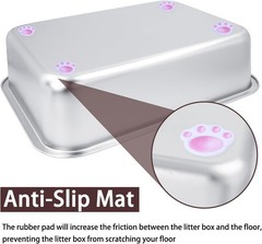 Non-Stick Stainless Steel Cat Litter Box for Kittens and Seniors – Easy to Clean