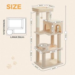 56.2″ Cat Tree Tower Scratching Posts Cat Condo Trees for Large Cats Bed Toys