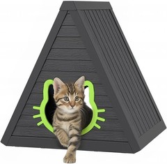 Triangle Cat House Outdoor Indoor Durable Waterproof Resin Shelter Entrance