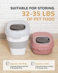 30-35 Lbs Dog Food Storage Container Collapsible Dog Food Container Light Grey