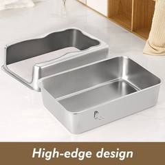 XL Stainless Steel Cat Litter Box with Lid Extra Large Litter Pan with High Side