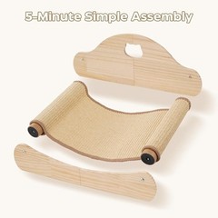 2-in-1 Cat Scratching Post & Nap Zone Solid Pine Sisal Floor Mount Assembly New