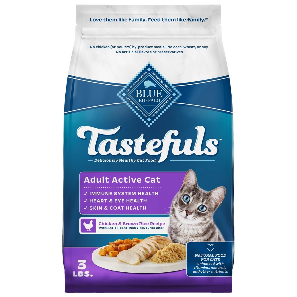 Blue Buffalo Tastefuls Active Dry Cat Food Chicken 3 Lb Natural Ingredients