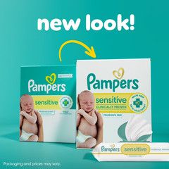 2P Pampers Sensitive Baby Wipes Unscented, 12 Pack, 1008 Total