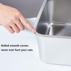 Stainless Steel Litter Box 2 Pack, 23.6×15.8×8 Inch(Deep) Stainless Steel Cat