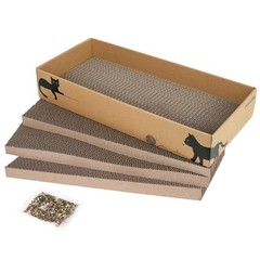 PrimePets 17.3″ Large (3-Pack with Box), Natural Brown / Black Cat Print