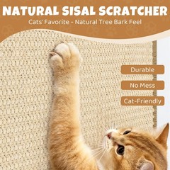2 Pack Wall Coner Cat Scratcher with Tape, Natural Sisal Cat Corner Scratcher