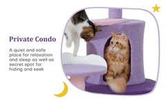 65″ Cat Tower Cute Purple Cloud Cat Tree Condo Playing House w/ Scratching Post