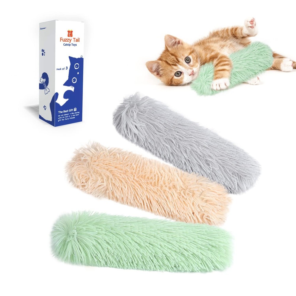 Potaroma Cat Toys Pillows, 3 Pack, 3 Count (Pack of 1), Green Yellow Violet