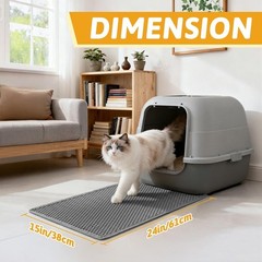 Pieviev Cat Litter Mat 24 x 15 inch Litter Trapping Mat – Gray