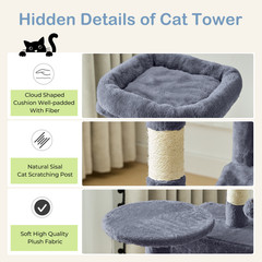Cat Tree Red And Black Tower Climbing Tower 44″ Hammock Sisal Scratching Post