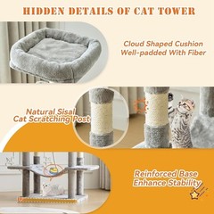 Multi-Level Cat Tree Tower Multiple Cats W/ Scratching Posts Condos Hammock New