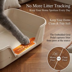 Suhaco Low Entry Litter Box for Senior Cats Extra Large Cat Litter Box with H…