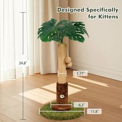 Cat Scratching Post Sisal Rope 24.8 Inch Tall with Hanging Ball Palm Tree Brown