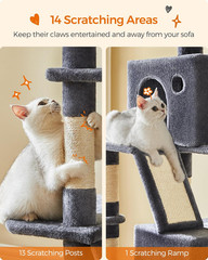 Cat Tree, 81.1-Inch Large Cat Tower, Multi-Level Plush Condo with 13 Scratching