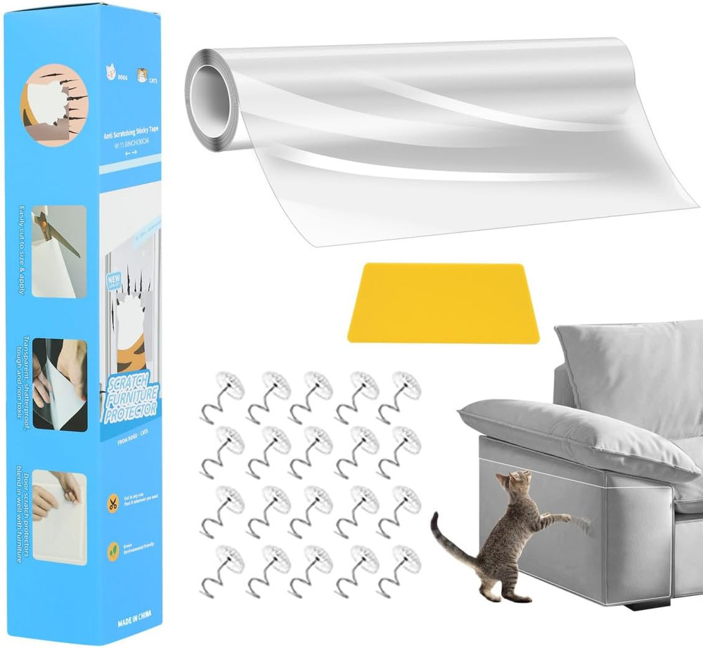 Cat Scratch Furniture Protector, 11.8″X196.8″ Couch Protector from Cat Claws Cat