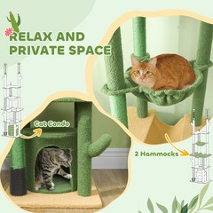 89″-100″ Floor to Ceiling Cat Tree w/ Grooming Brush Post, Green