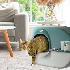 Omega Paw Roll N Clean Self Cleaning Enclosed Cat Litter Box, Green (Open Box)