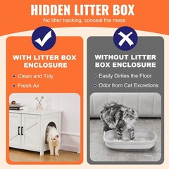 Cat Litter Management Cabinet 47.2×18.5×19.7in Double Compartment White