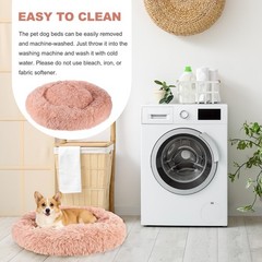 31.3 Inch (80cm) Cat Dog Bed Round Soft Fluffy Plush Pet Bed, Pink