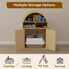 Discreet Litter Box Cabinet: Hides the Box, Traps Odors & Organizes All Supplies