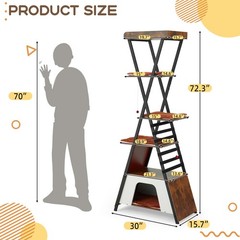 72.3 Wood Cat Tower with Removable Washable Cushions