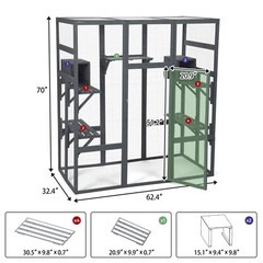 COZIWOW Cat House Catio Outdoor Cat Enclosure Large For Multiple Cat Window Cage