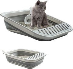 Low Entry Kitten Litter Box Collapsible Shallow Litter Box Senior Cats