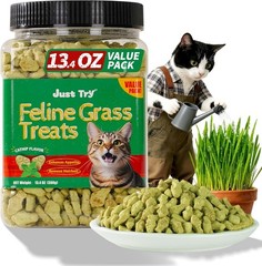 Just Try Cat Treats for Indoor Cats Hairball Control Natural Salmon 13.4 OZ