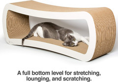 Jumbo Cat Scratcher Lounge, White. 39 X 11 X 14 Inch 4 Cardboard Scratching Surf