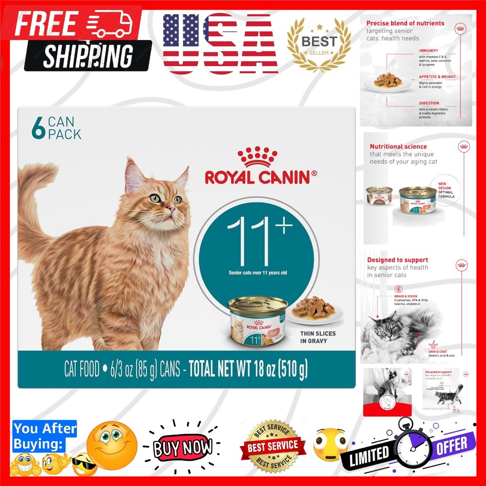 Feline Health Nutrition Aging 11+ Wet Cat Food for Seniors, Thin Slices in Gr…