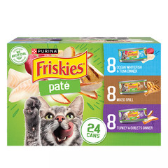 120 Cans, Friskies® Pate Adult Cat Wet Food – Variety Pack, 24 Ct, 132 OZ