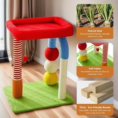 2-in-1 U-Shaped Cat Tree Tower with Scratching Post, Sisal Toy Ball, and Perch