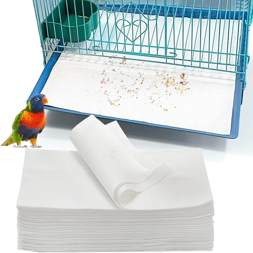 200 Pcs Bird Cage Liners 11×20″ Disposable Absorbent Paper Pads for Pet Birds