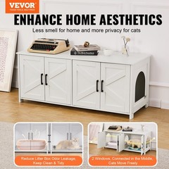 Cat Litter Management Cabinet 47.2×18.5×19.7in Double Compartment White